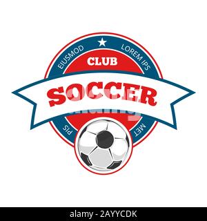 Round vector soccer logo template isolated on white background illustration Stock Vector