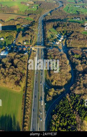 Aerial photo, new construction site bridge Eichholzstraße over the motorway A1, Gevelsberg, Ruhr area, North Rhine-Westphalia, Germany, motorway A1, m Stock Photo