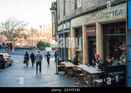 The Milkman, a coffee shop on Cockburn Street in Edinburgh with the ...