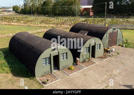 1940s Nissen huts on Rougham Airfield, Suffolk, UK Stock Photo