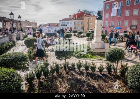 Jardim Júlio de Castilho is a small garden next to Santa Luzia church in Lisbon Portugal Stock Photo