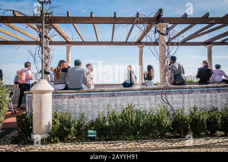 Jardim Júlio de Castilho is a small garden next to Santa Luzia church in Lisbon Portugal Stock Photo