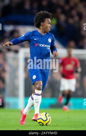 London, UK. 17th Feb, 2020. Willian of Chelsea during the Premier League match between Chelsea and Manchester United at Stamford Bridge, London, England on 17 February 2020. Photo by Salvio Calabrese. Editorial use only, license required for commercial use. No use in betting, games or a single club/league/player publications. Credit: UK Sports Pics Ltd/Alamy Live News Stock Photo