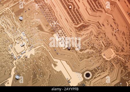Electronic circuit board abstract background. computer motherboard close up. modern technologies. micro elements of computer with connections and trac Stock Photo