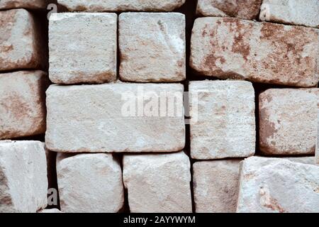Blocks stacked for background, repeating texture, paneling pattern, Wall Texture, Planks. Stock Photo