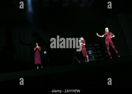 London, UK. 17th Feb, 2020. Models Showcase Edeline Lee AW20 collection during the London Fashion Week at Apollo Palladium in London. Credit: SOPA Images Limited/Alamy Live News