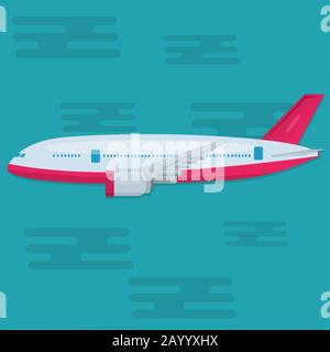 commercial airplane flying on the sky vector illustration Stock Vector
