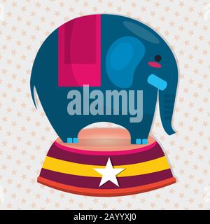 elephant on the podium for circus or zoo concept vector illustration Stock Vector
