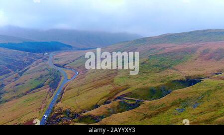Awesome landscape of Brecon Beacons National Park in Wales - aerial view Stock Photo
