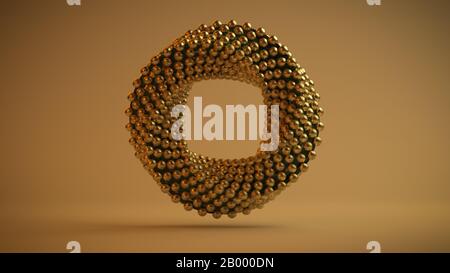 abstract 3D loop with golden spheres in a pattern on colorful background - 3D rendered illustration Stock Photo