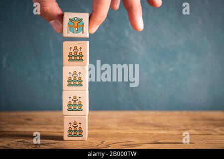 election process shown as symbols on cubes on wooden background Stock Photo