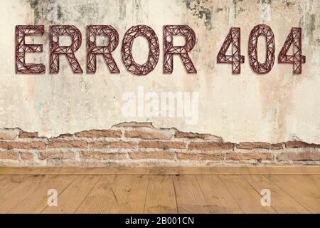 message ERROR 404 on brick wall Stock Photo
