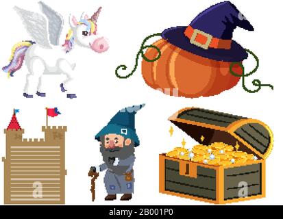 Set of isolated objects theme fairytales illustration Stock Vector