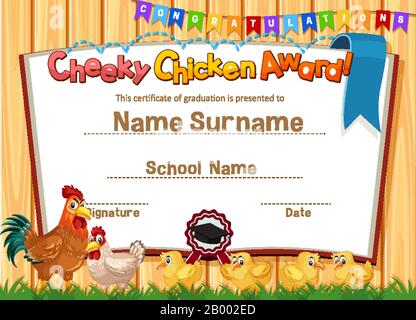 Certificate template for cheeky chicken award illustration Stock Vector ...
