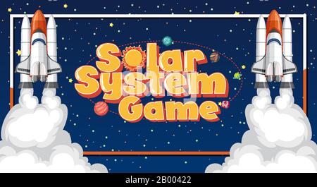 Background theme of space with two spaceships flying in space illustration Stock Vector