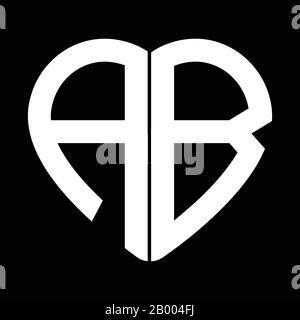 Heart shape monogram logo with letter A and letter B Stock Vector