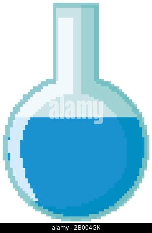 Flask with blue chemical inside illustration Stock Vector