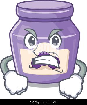 Blueberry jam cartoon character style having angry face Stock Vector