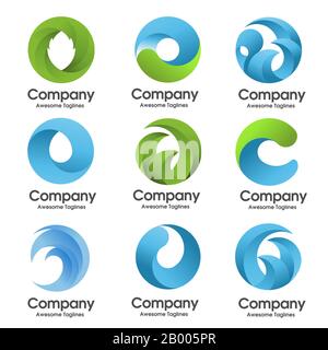 creative colorful circle nature element abstract logo set Stock Vector