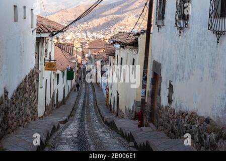 Empty street of Cusco city Peru South America Stock Photo