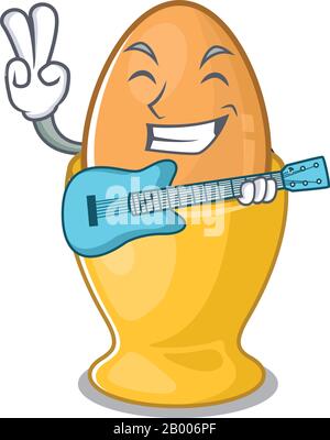 Chicken playing guitar cartoon character logo illustration Stock Vector ...