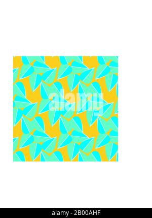 random blue shapes on yellow background Stock Photo