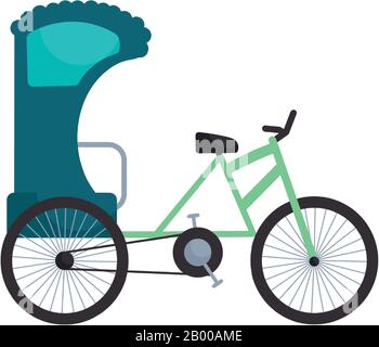 bike with cart flat style icon design, Vehicle bicycle cycle healthy ...