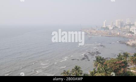 VIEW OF COASTAL ROAD UNDER CONSTRUCTION AT WORLI, MUMBAI, MAHARASHTRA, INDIA Stock Photo