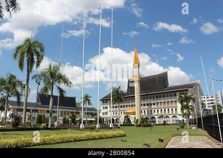 Buildings with Malay Architecture in Brunei Darussalam Stock Photo