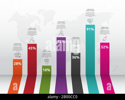Vector column chart infographics. Business concept with 7 options. Seven steps for graph, diagrams, slideshow Stock Vector