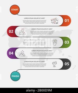 Abstract vector road timeline infographic. Vector illustration with 5 labels. Five steps for diagrams, flowchart, timeline Stock Vector