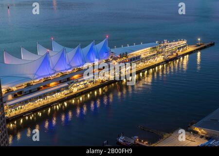 Canada Place by Night, Vancouver, British Columbia, Canada Stock Photo