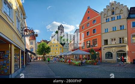 Historic old town with the High Castle, Fuessen, Bavaria, Germany Stock Photo