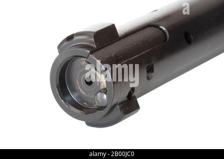 Rifle bolt face and lugs isolated on a white background Stock Photo - Alamy
