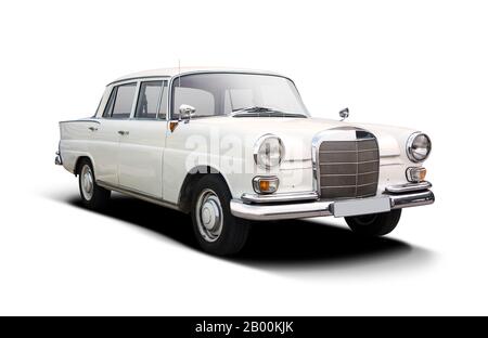 Classic German luxury car side view isolated on white Classic German luxury car side view isolated on white Stock Photo