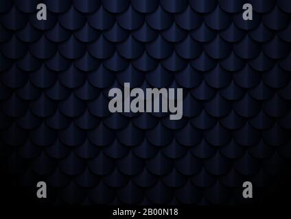 Abstract elegant dark blue geometric semicircle pattern background and texture. Fish scale, roof texture, Vector illustration Stock Vector