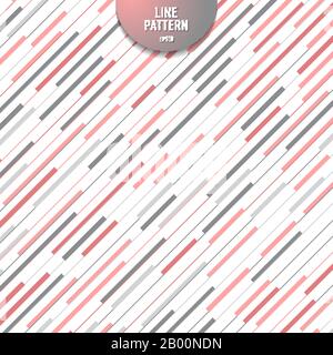Abstract stripe pink and gray diagonal lines pattern on white background. Modern random line backdrop. Vector illustration Stock Vector