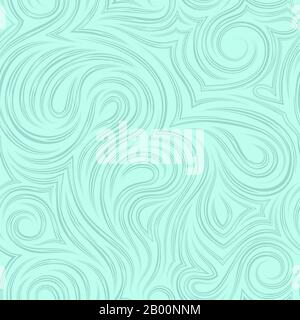 Smooth vector turquoise texture from smooth cut lines. Twisted pattern for decoration of fabrics or wrappers of sea color Stock Vector