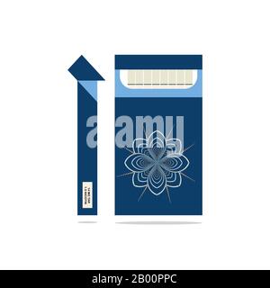 Open cigarettes pack box flat style vector illustration isolated on a background, smoke problem concept, narcotic, product, production, tobacco, cigar Stock Vector