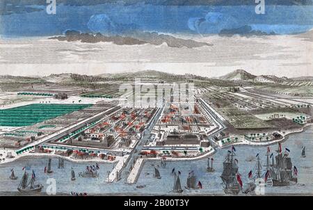 The City of Batavia in the Island of Java. After a hand-coloured print ...