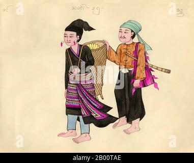 Burmese hill tribe woman Kachin with granddaughter Stock Photo - Alamy