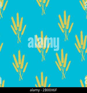 Sheaves of ears of grain crops, wheat, rye. Seamless pattern. Stock Vector