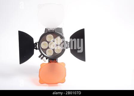 LED light for video and photography production on white  background Stock Photo