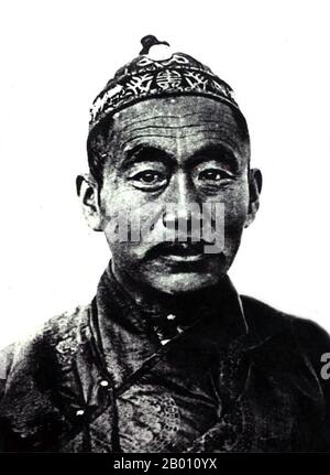 Mongolia: Jalkhanz Khutagt Sodnomyn Damdinbazar (1874–1923) was a high lamaist incarnation in northwestern Mongolia, and played a high-profile role in the country's independence movement.  The Jalkhanz Khutagt Sodnomyn Damdinbazar (1874–1923) was a high lamaist incarnation in northwestern Mongolia, and played a high-profile role in the country's independence movement. He served as Prime Minister twice: in 1921 in Baron Ungern's puppet government, and in 1922/23 under the MPRP. Damdinbazar was born in 1874 at Lake Oigon Nuur in the Nömrög district of present-day Zavkhan Aimag. Stock Photo