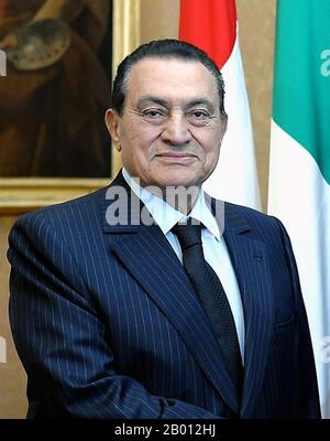 Egypt: Muhammad Hosni Sayyid Mubarak (born May 4, 1928), President of Egypt, 1981 to 2011. Photo by Presidenza della Repubblica (Attribution), 2009.  Muhammad Hosni Sayyid Mubarak (born May 4, 1928), President of Egypt, 1981 to 2011. Mubarak was appointed Vice President of Egypt in 1975, and assumed the presidency on October 14, 1981, following the assassination of President Anwar El Sadat. The length of his presidency made him Egypt's longest-serving ruler since Muhammad Ali Pasha. Before he entered politics, Mubarak was a career officer in the Egyptian Air Force. Stock Photo