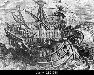 Ship of Ferdinand Magellan (1480-1521) a Portuguese explorer who Stock