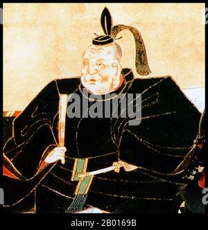 Japan: Tokugawa Ieyasu (31 January 1543 – 1 June 1616), founder and first ruler of the Tokugawa Shogunate (1600-1868). Hanging scroll painting by Kano Tan'yu (1602-1674), 17th century.  Tokugawa Ieyasu, born Matsudaira Takechiyo, was the founder and first shogun of the Tokugawa shogunate of Japan, which ruled from the Battle of Sekigahara in 1600 until the Meiji Restoration in 1868. Ieyasu seized power in 1600, received appointment as shogun in 1603, abdicated from office in 1605, but remained in power until his death in 1616. Ieyasu was posthumously enshrined at Nikkō Tōshō-gū. Stock Photo