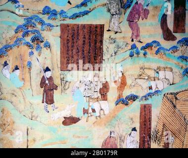 Buddhist Cave Paintings At The Mogao Caves In Dunhuang China Stock 