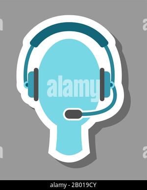 Call center icon that symbolizes helpline and telemarketing. All the objects, shadows and background are in different layers. Stock Vector
