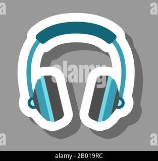 Headphone icon that symbolizes music and audio. All the objects, shadows and background are in different layers. Stock Vector